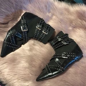 Zara studded buckled flats